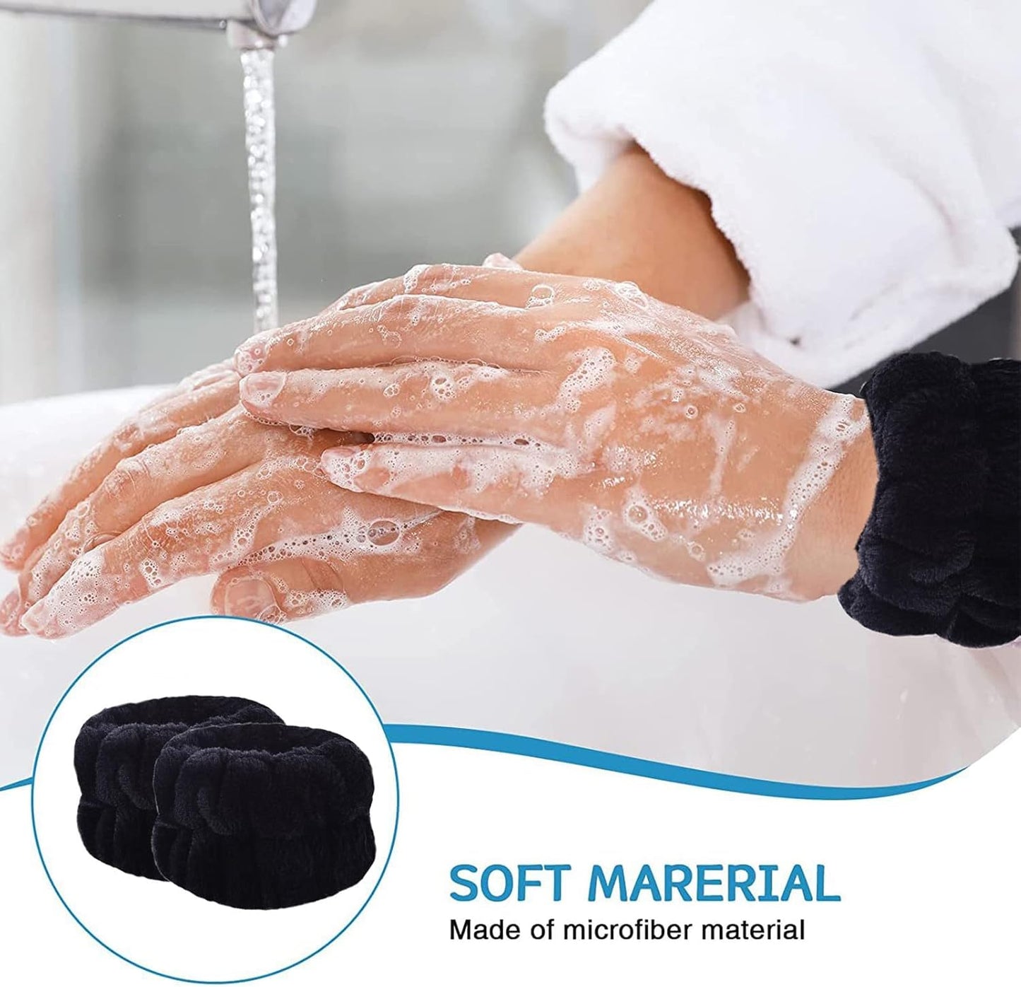 Spa Wrist Washband Set Absorbent Wrist Towels for Washing Face and Facial Makeup Headband with Laundry Bag Wristbands for Women Girls Cleansing Cuffs