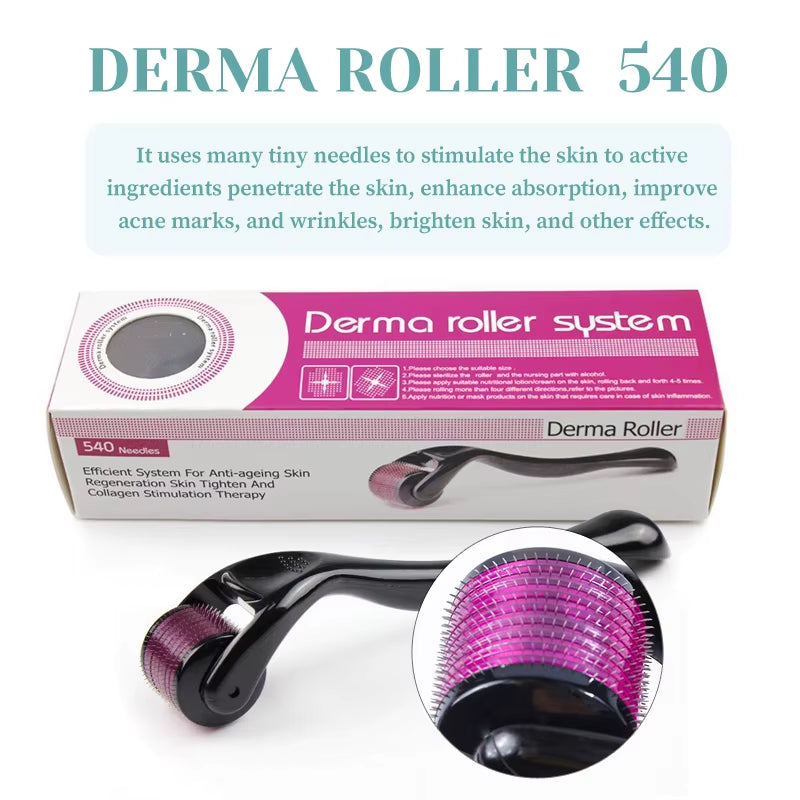 540 Medical Grade Derma Roller Microneedling Roller for Hair Growth Beard Acne Wrinkle Removal Skin Care Body Treatment
