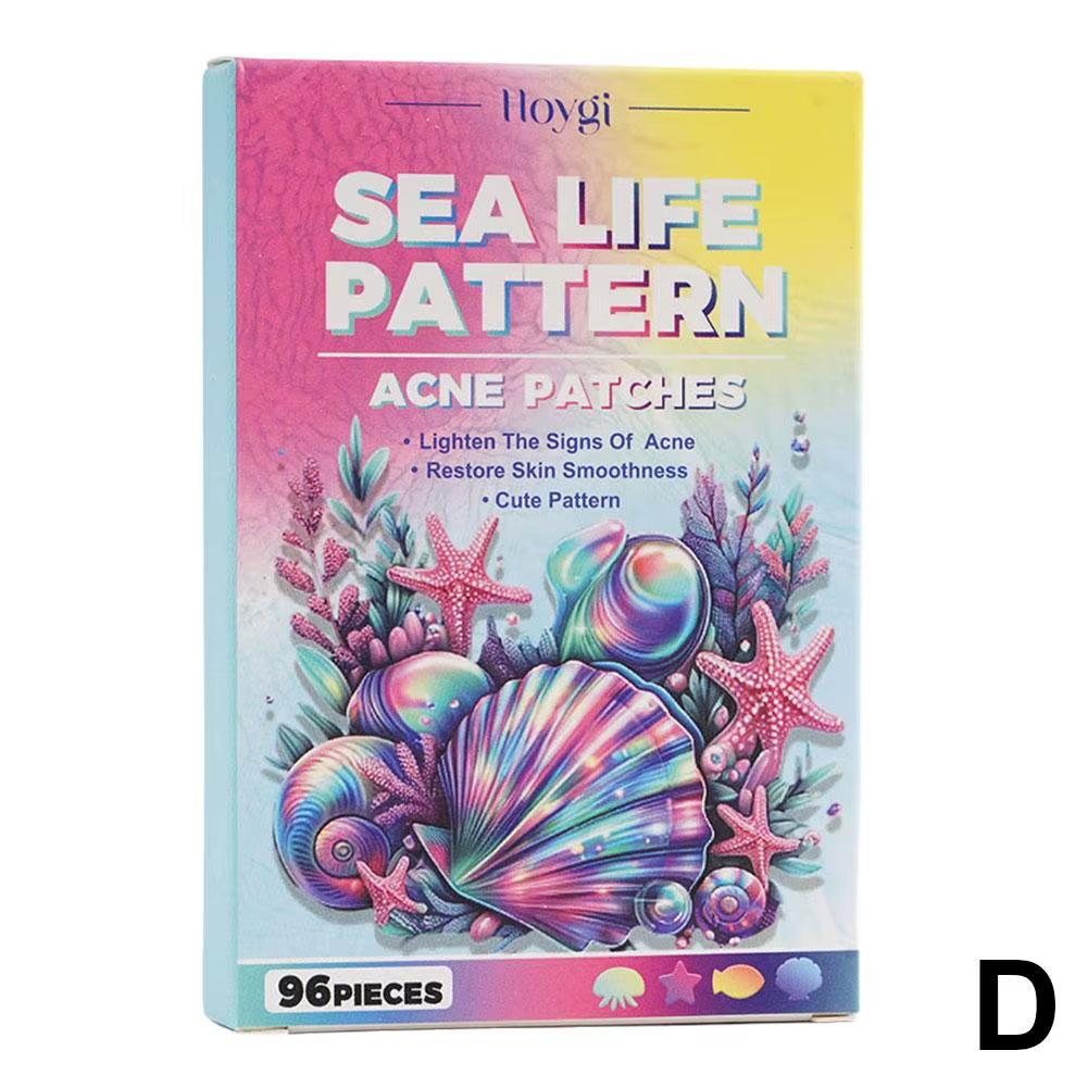 96Pcs Pimple Patches Cute, Ocean Series Shapes Pimple Patches for Face, Contains Salicylic Acid Tea Tree Oil