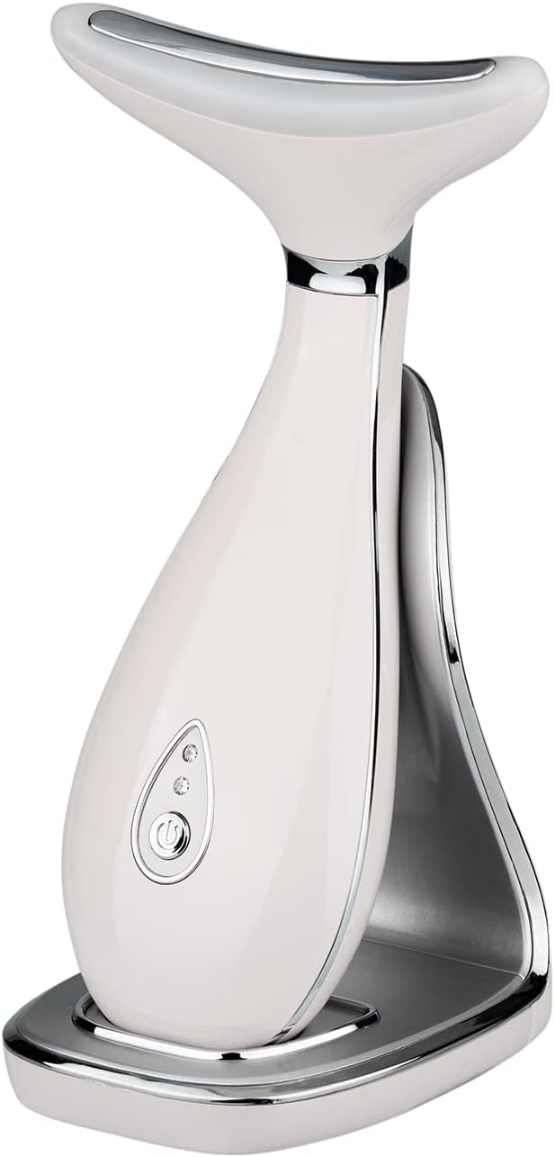 LILY Skin Rejuvenation Beauty Device, 3-IN-1 Neck Face Beauty Massager, At-Home Facial Spa Tool and Microglow Handset (White)