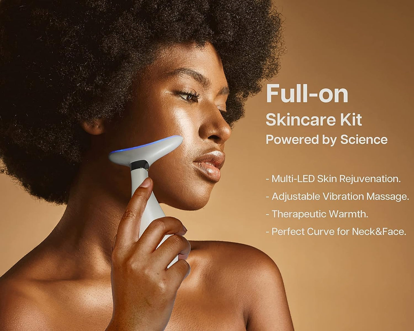 LILY Skin Rejuvenation Beauty Device, 3-IN-1 Neck Face Beauty Massager, At-Home Facial Spa Tool and Microglow Handset (White)