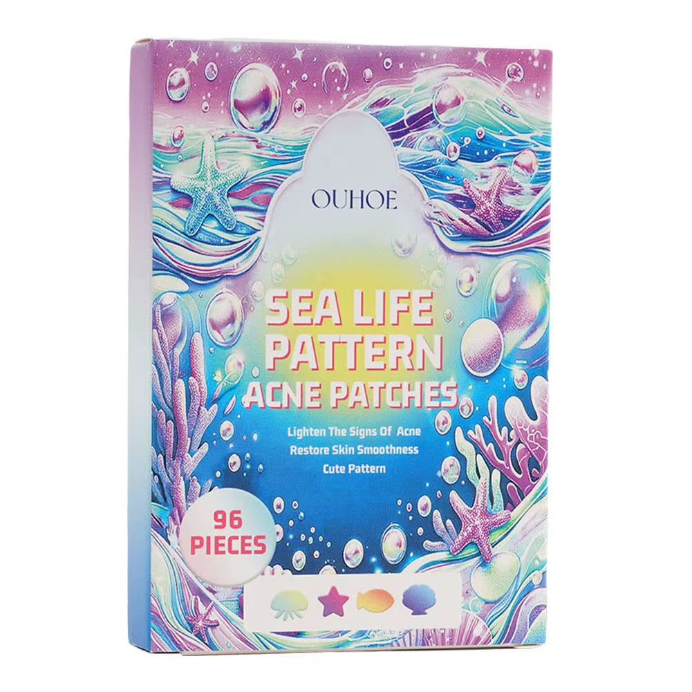 96Pcs Pimple Patches Cute, Ocean Series Shapes Pimple Patches for Face, Contains Salicylic Acid Tea Tree Oil