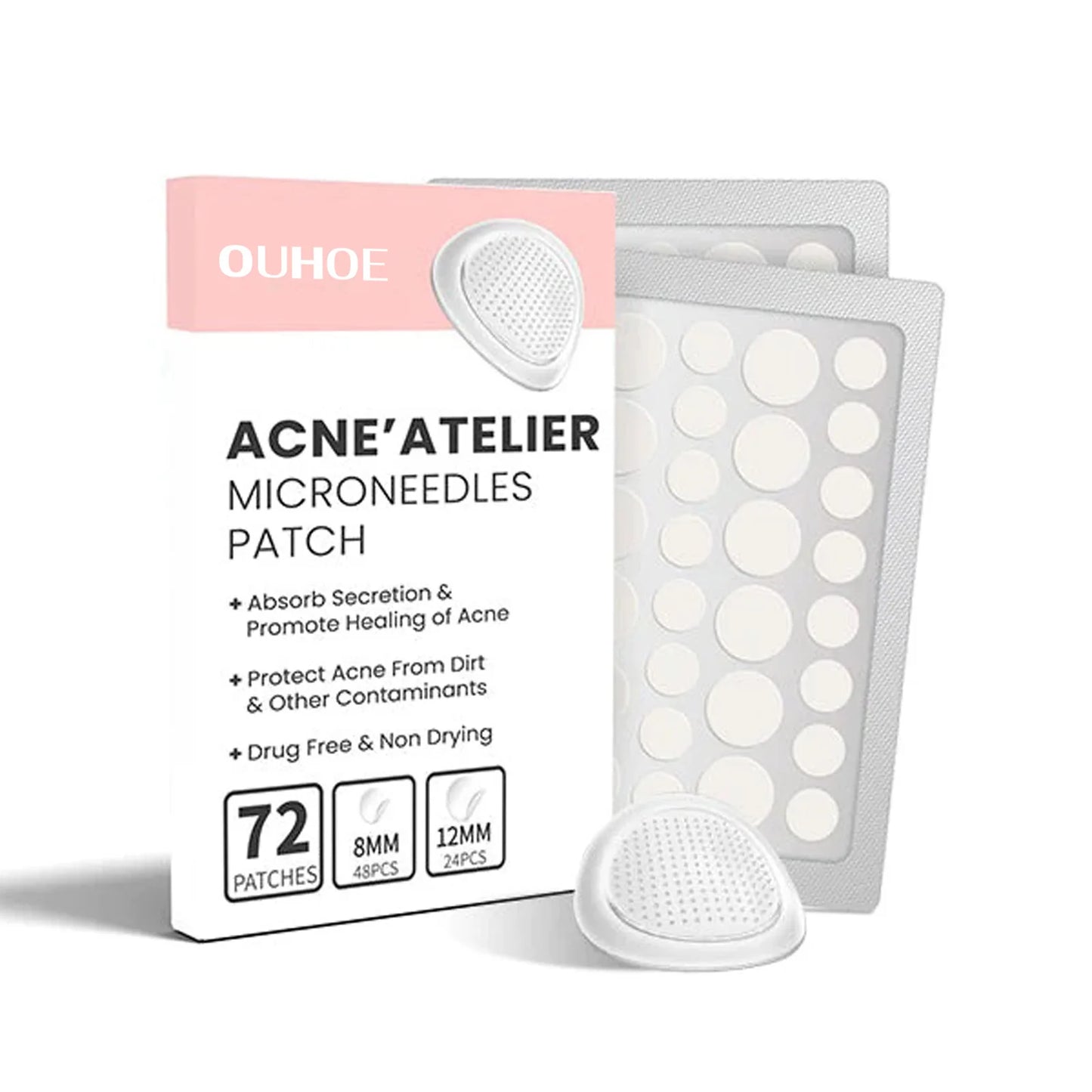 Face Patches for Pimples Microneedles Drying Patch Blemish Covering Stickers 72 Count Invisible Spot Care Absorbing All Day