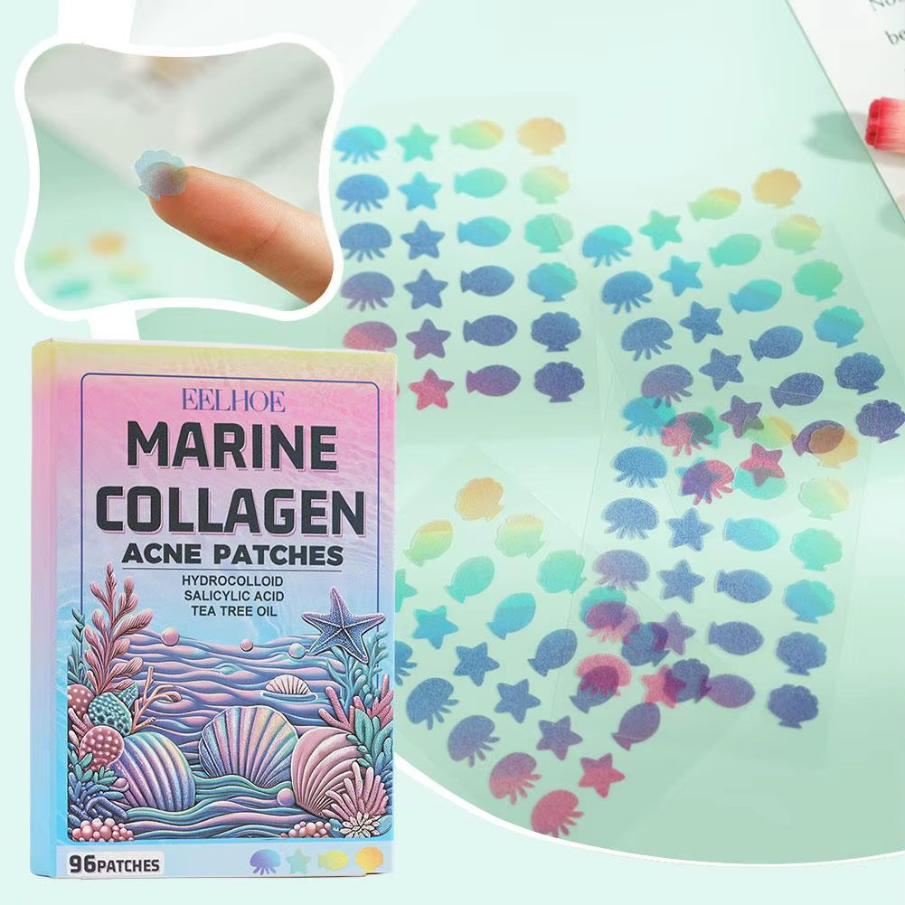 96Pcs Pimple Patches Cute, Ocean Series Shapes Pimple Patches for Face, Contains Salicylic Acid Tea Tree Oil
