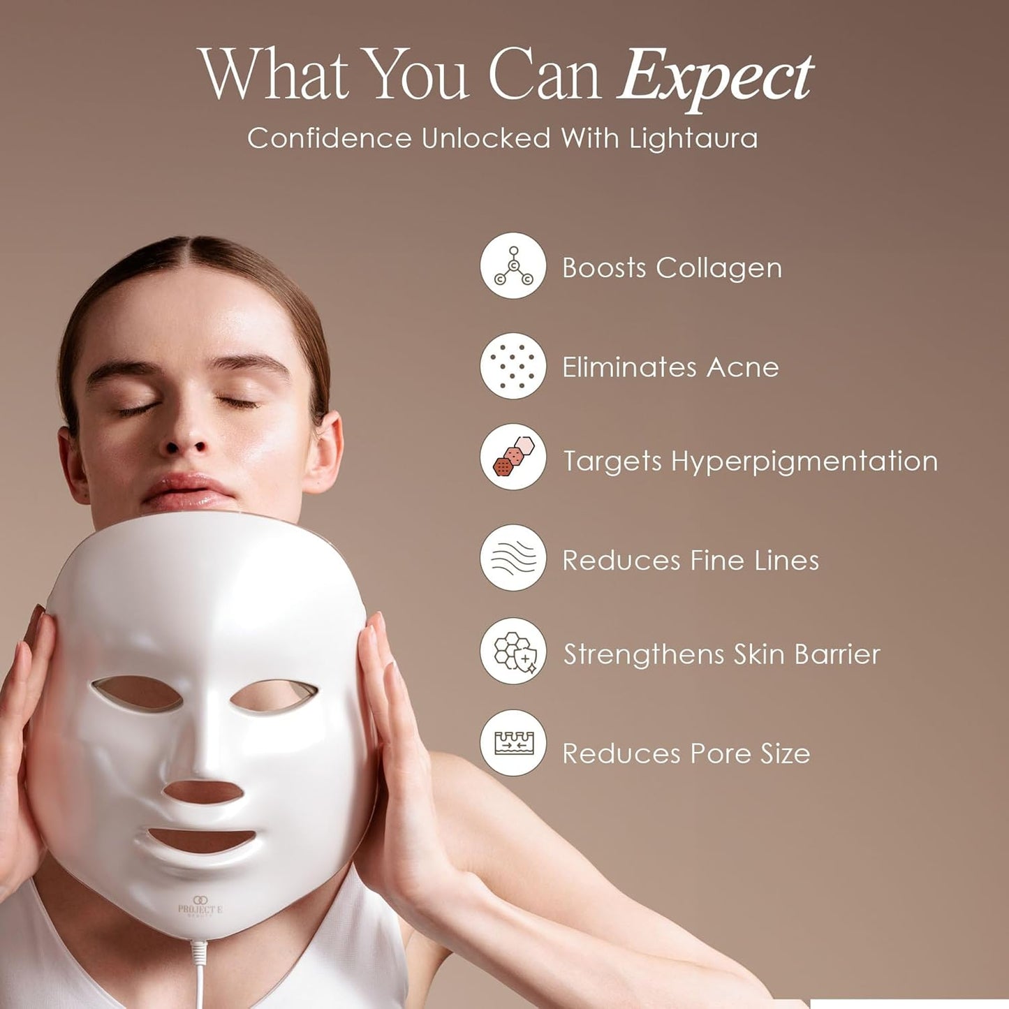 Lightaura LED Light Therapy Mask | Anti-Aging Facial Skincare Routine | Skin Tightening | Calm Inflammation & Sensitive Skin | Reduce Wrinkle | Brightens Skin | Collagen Boost