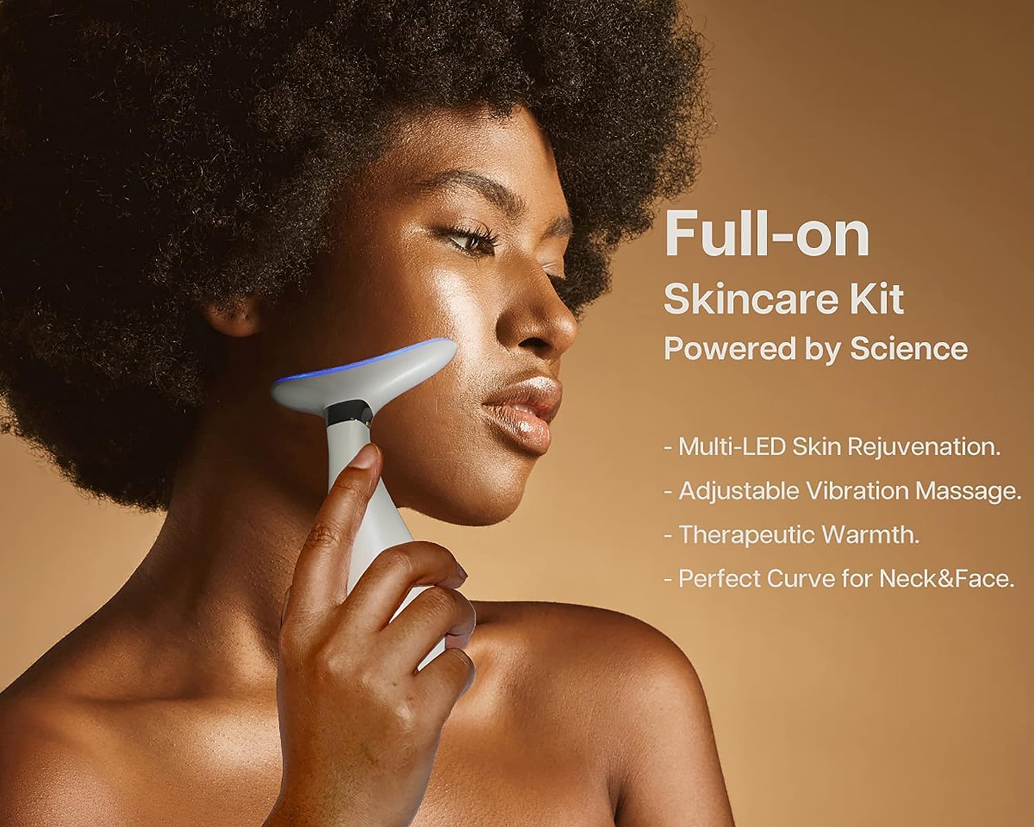 LILY Skin Rejuvenation Beauty Device, 3-IN-1 Neck Face Beauty Massager, At-Home Facial Spa Tool and Microglow Handset (White)