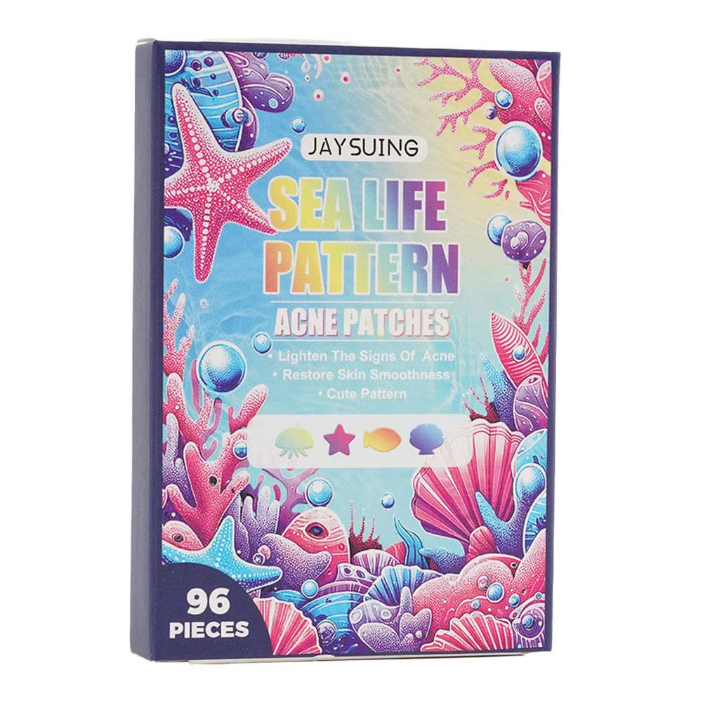 96Pcs Pimple Patches Cute, Ocean Series Shapes Pimple Patches for Face, Contains Salicylic Acid Tea Tree Oil