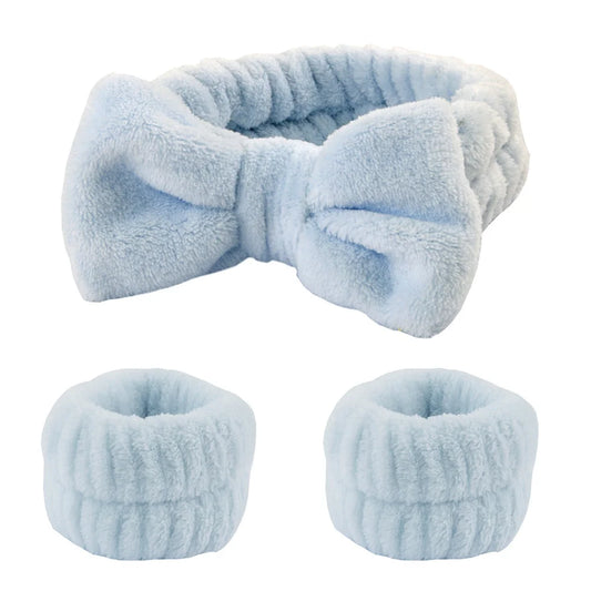 3Pcs Wash Face Wristband Headband Set Skin Care Spa Water Absorption Wristbands Women Girls Sweatbands Bathroom Accessories